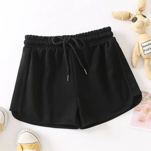 Solid Drawstring Track Shorts